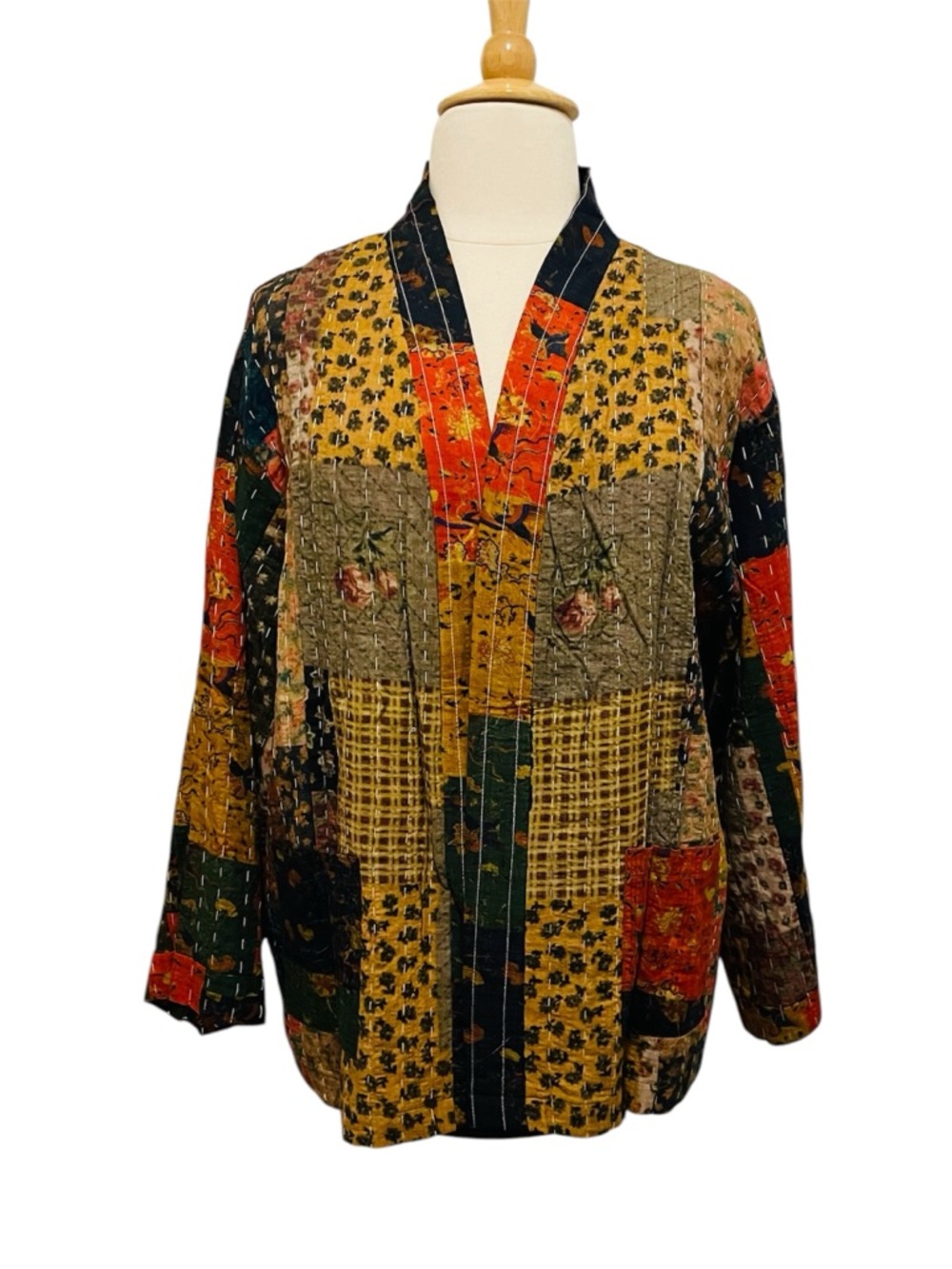 POL Multicolor Kantha Patchwork Jacket L - Picture 4 of 16
